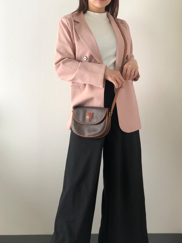 CELINE セリーヌ マカダム ショルダーバッグ ブラウン ブラゾン型押し レザー vintage ヴィンテージ オールド gkrb2t