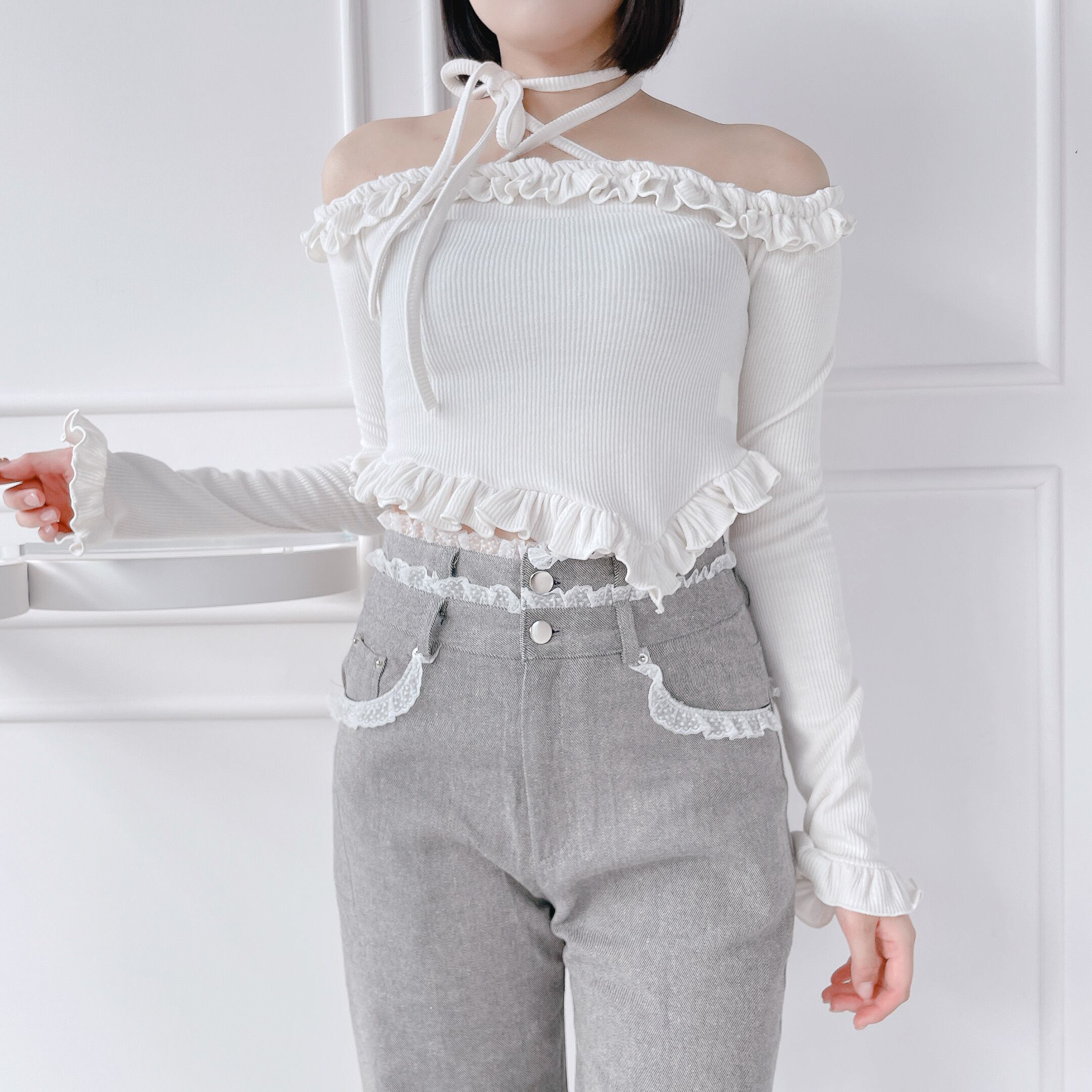 オフショルフリルトップス BLUE | lilLilly official webstore
