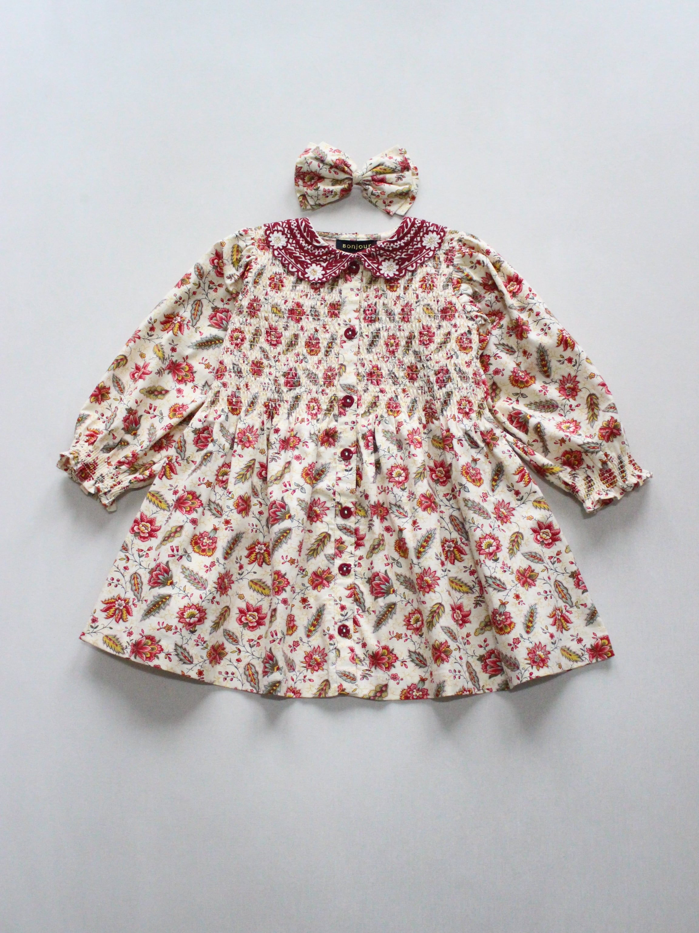 【美品】 Bonjour Diary Tunic/dress 8Y BONJOUR DIARY Tunique with hair clip Aline print 8-12y | RESONASON