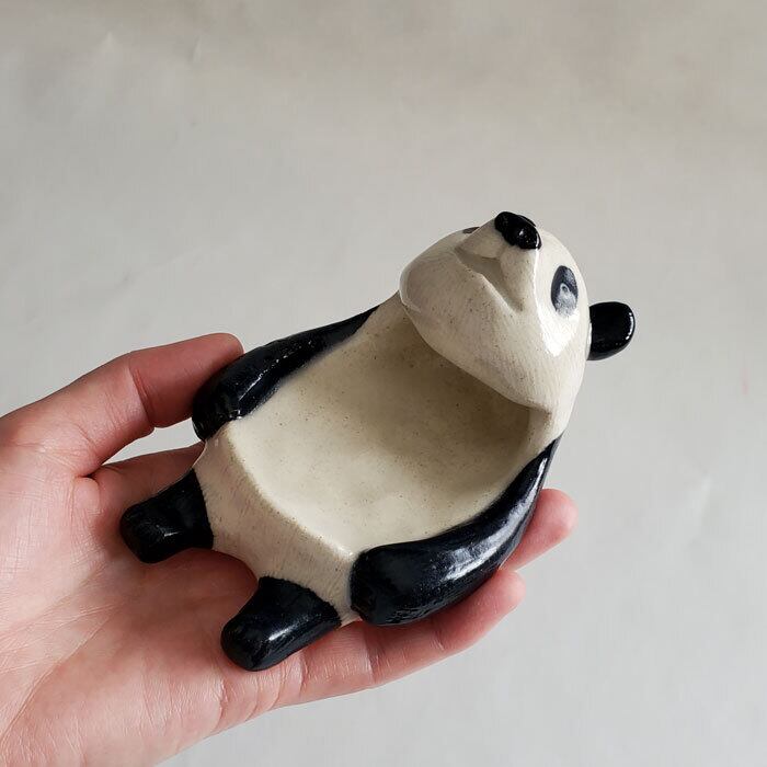 パンダ おたま立て 豆皿 小物置き ゆるかわいい 陶器 ま工房 | みのさらら