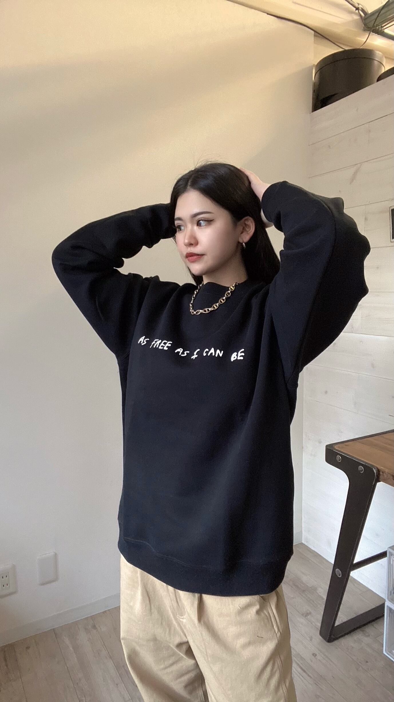 MARK GONZALES (マークゴンザレス) AS FREE Sweat shirt / スウエット トレーナー ブラック 2G7-11303