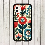 受注生産 iPhoneケース 赤い花の民芸ボタニカル柄｜花モチーフ FMSY096C