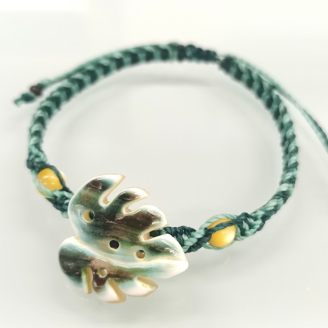 夜光貝 ウミガメ ホヌ ブレスレット ブルー M