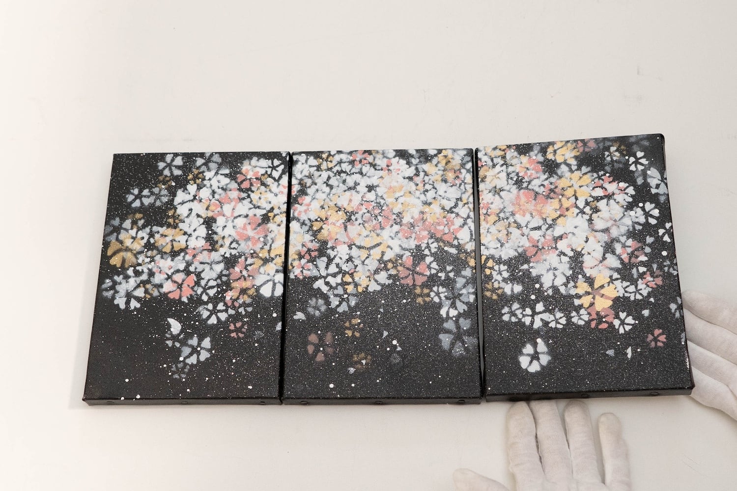 Sakura / 夜桜をテーマにした現代アート作品 3連キャンバス 絵画販売