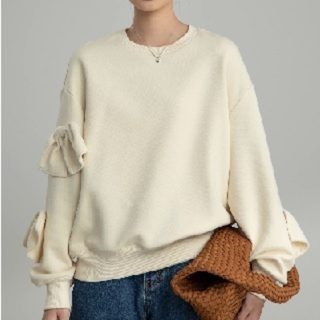 asymmetry ribbon pullover<t1735>