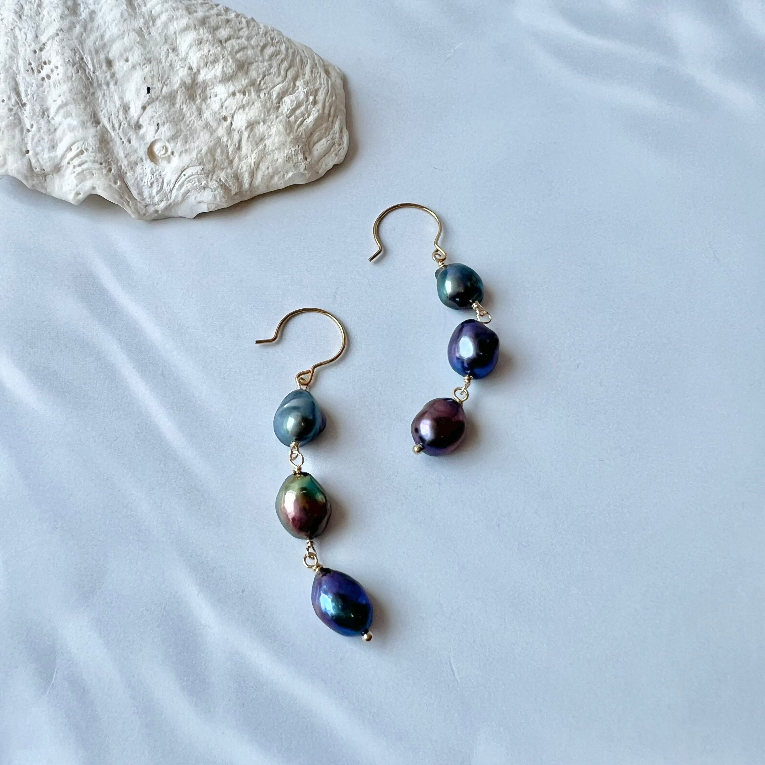 映画着用// 淡水パール3粒ピアス ・イヤリング | Handmade Accessory MU