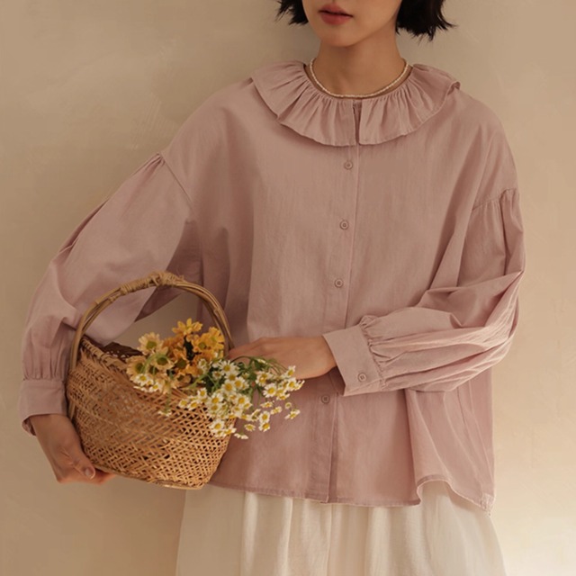 フリルカラーカジュアルシャツ F3686