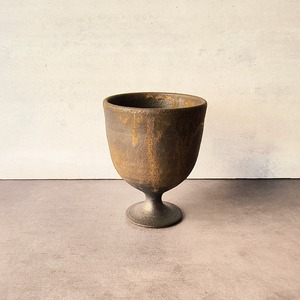 やちむん FUCLAY ゴブレット FUCLAY black 釉薬  沖縄県今帰仁の窯 やちむん グラス ワイングラス ビールグラス コップ  沖縄  【fuc-gob-15】