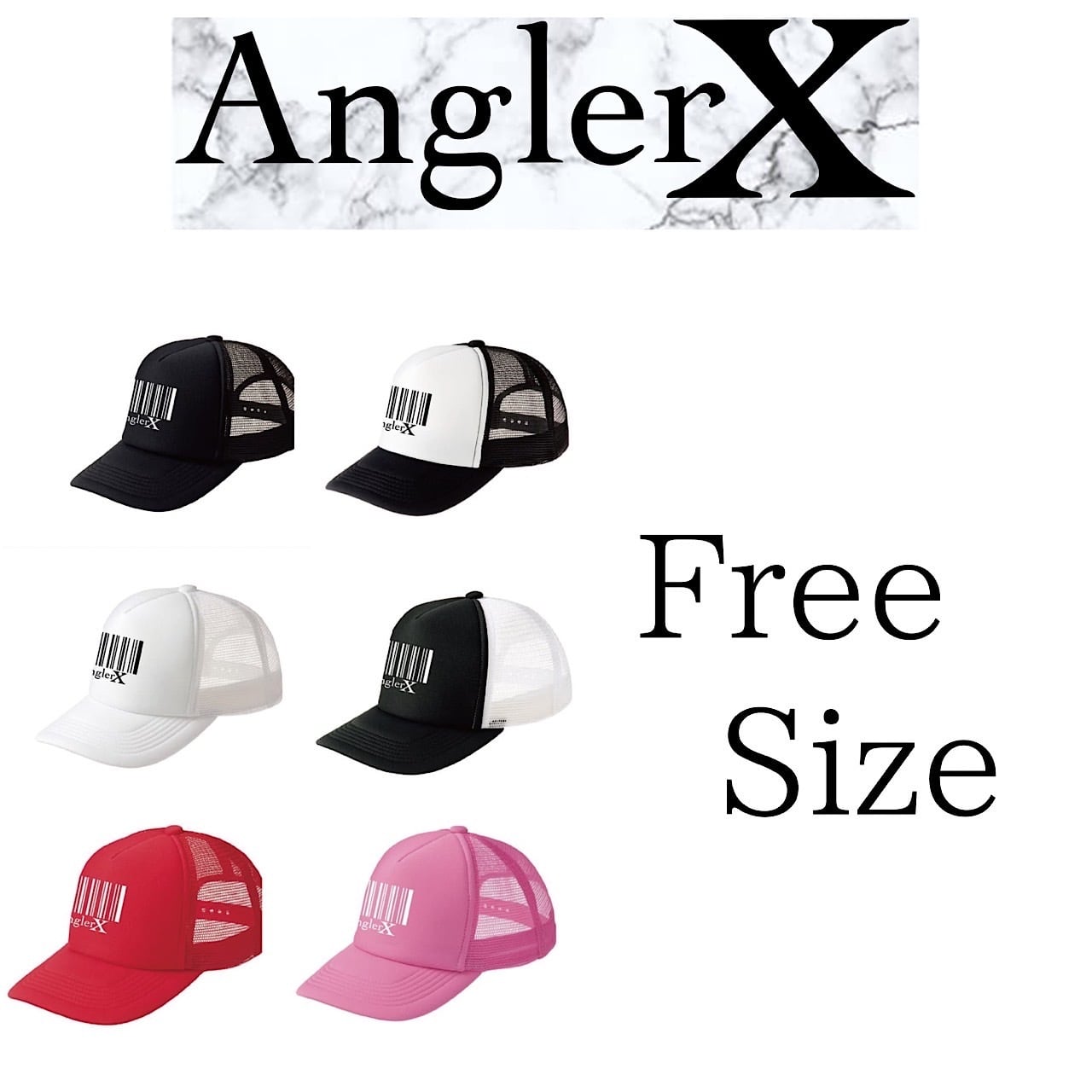 AnglerXオリジナルメッシュキャップ](バーコード)ブラック | AnglerX