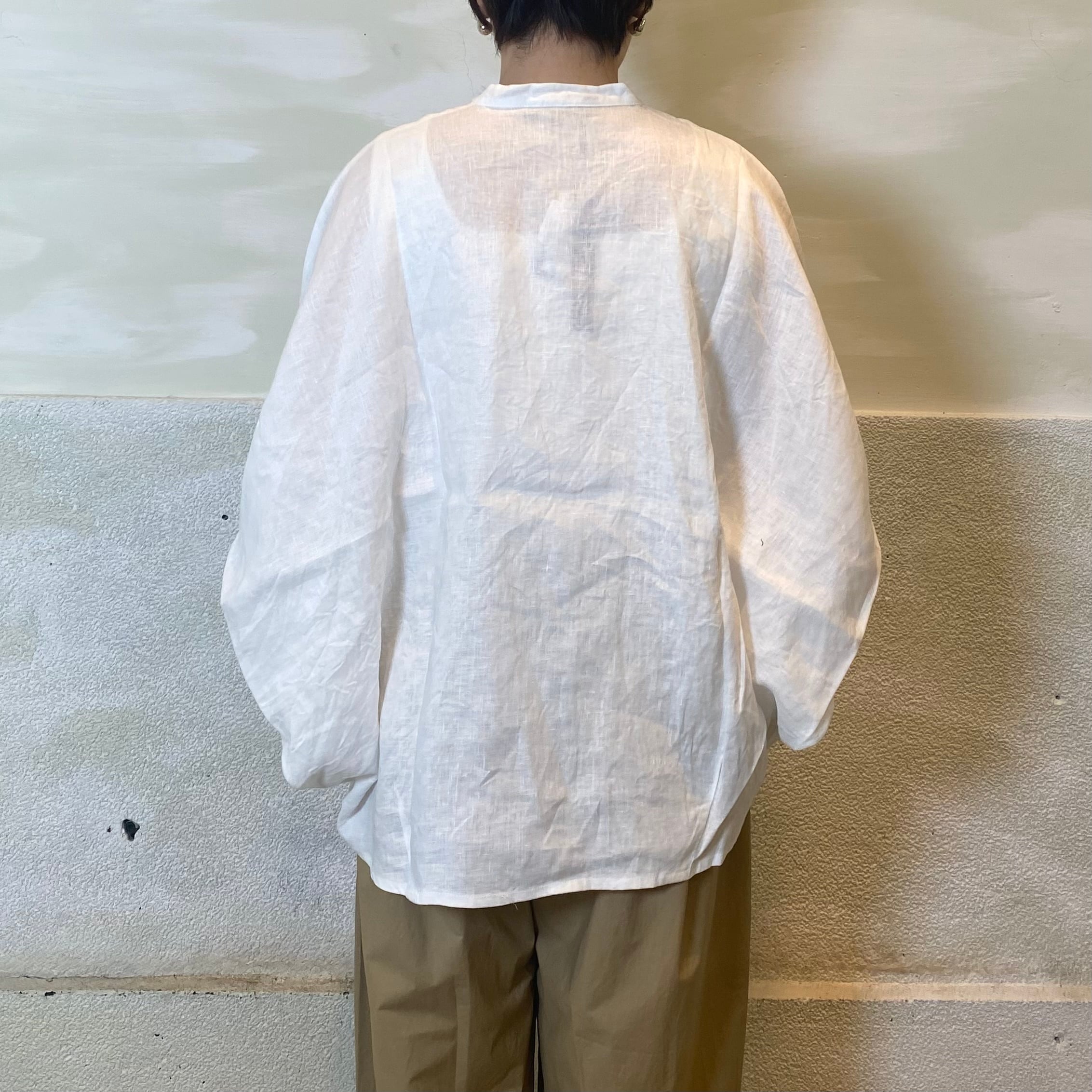 mizuiro ind/リネンスタンドカラーコクーンシャツ | 20ｰtwentyｰ