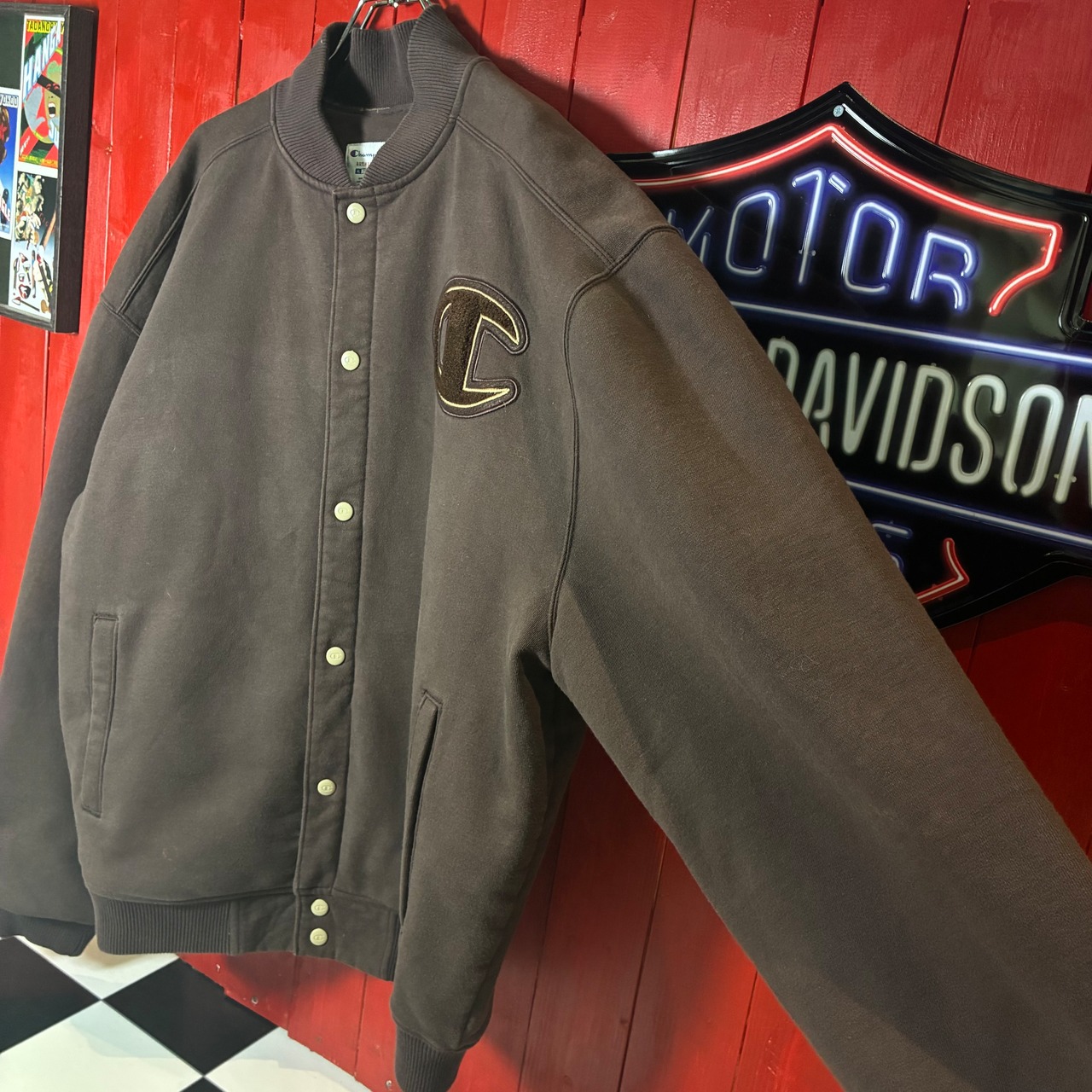 Champion コットンスタジャン ブラウン アーチロゴ 裏キルティング チャンピオン