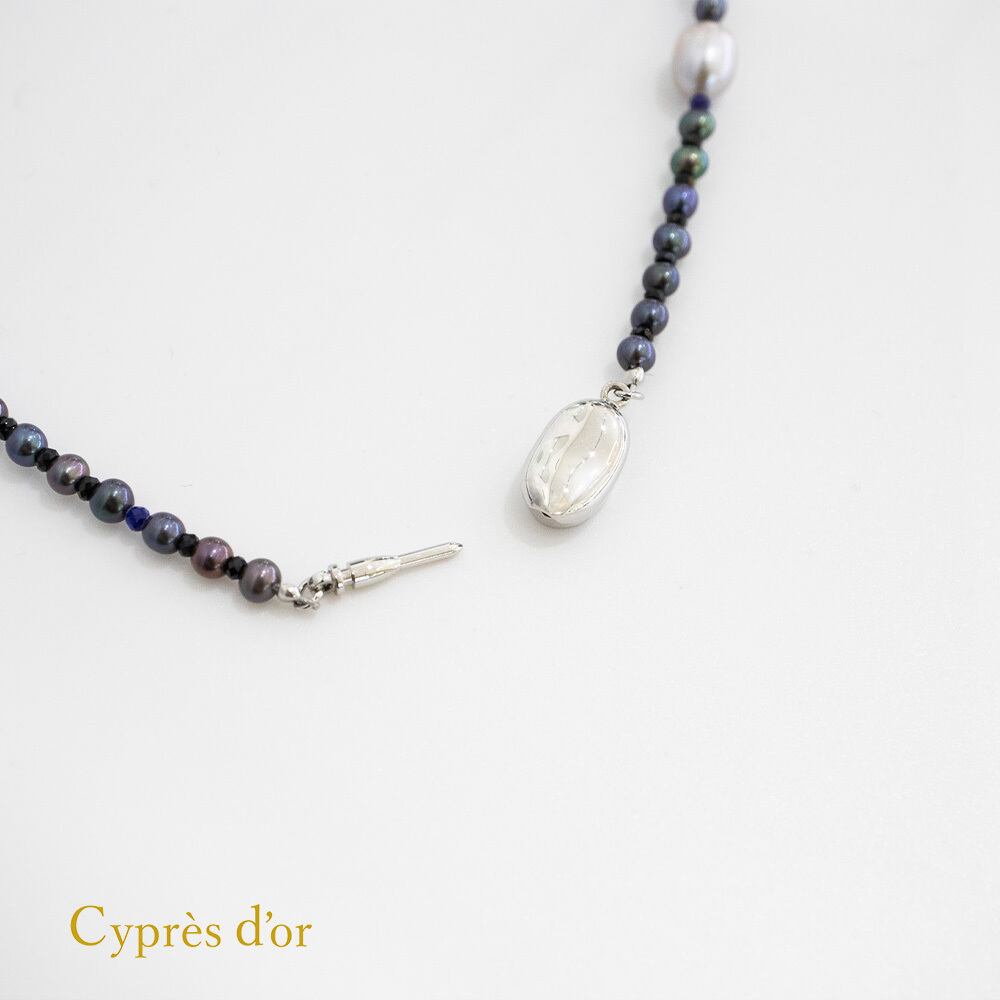 送料無料】グレーパール スピネル ラピスラズリ 普段使い ロング