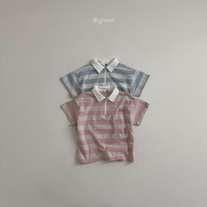 【予約】Stripe collar long tee (R0350)