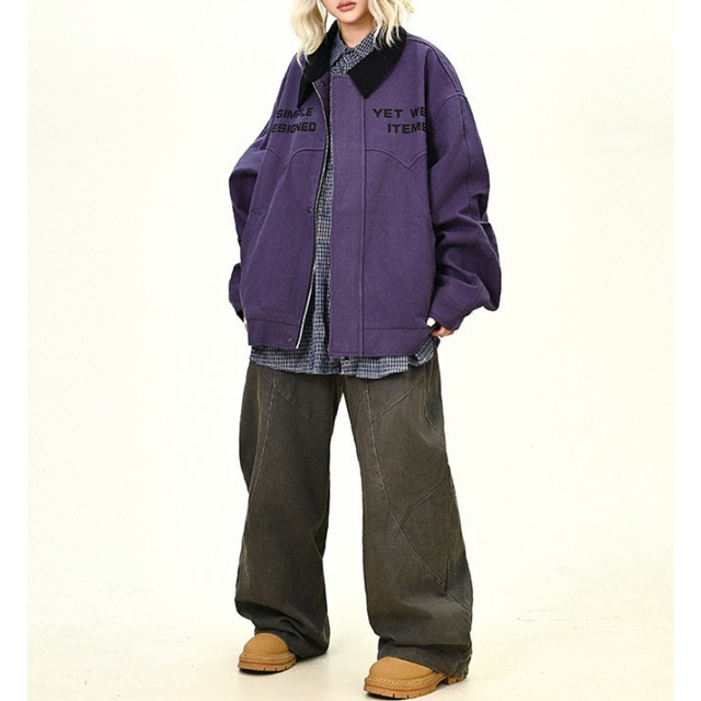 corduroy color lettering jacket　コーデュロイカラーレタリングジャケット　J1673