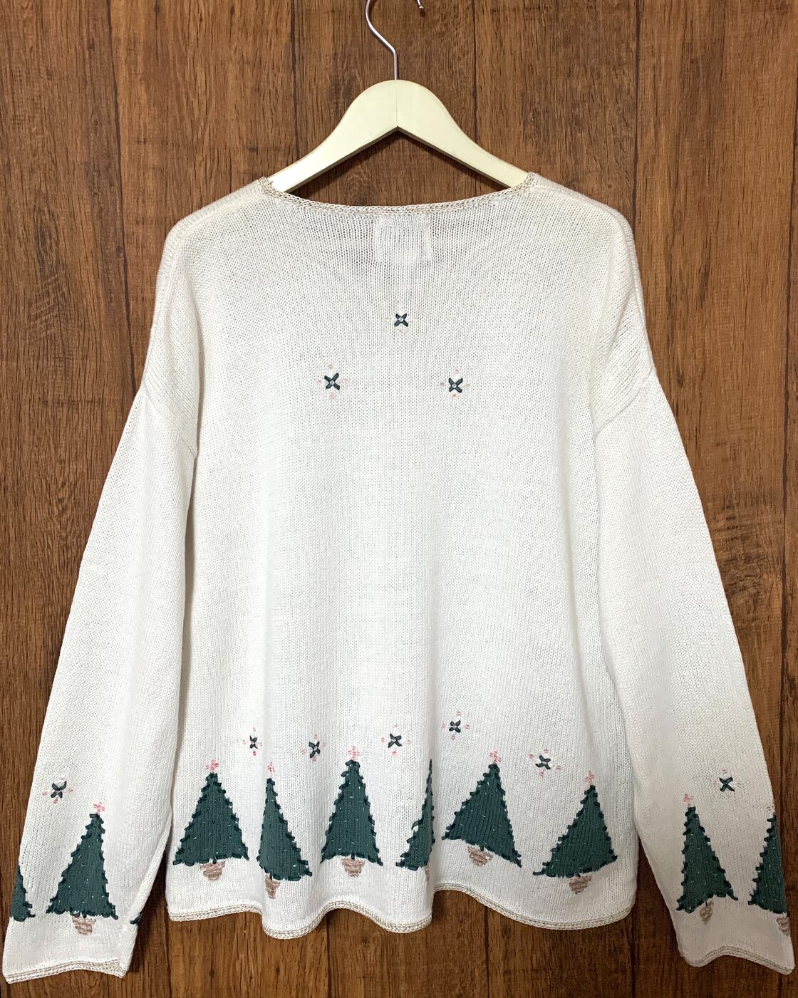 クリスマス アグリー セーター ニット カーディガン カーデ 白 刺繍 手 