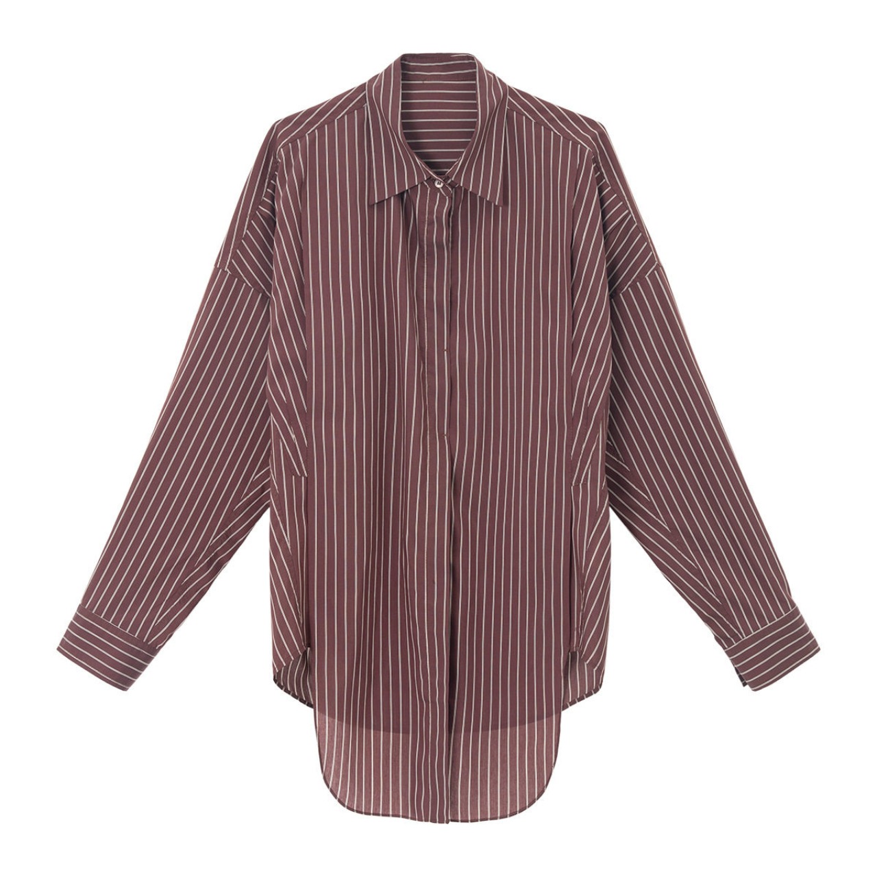 Stripe Pattern Open Collar Shirt 【2color】 T4454