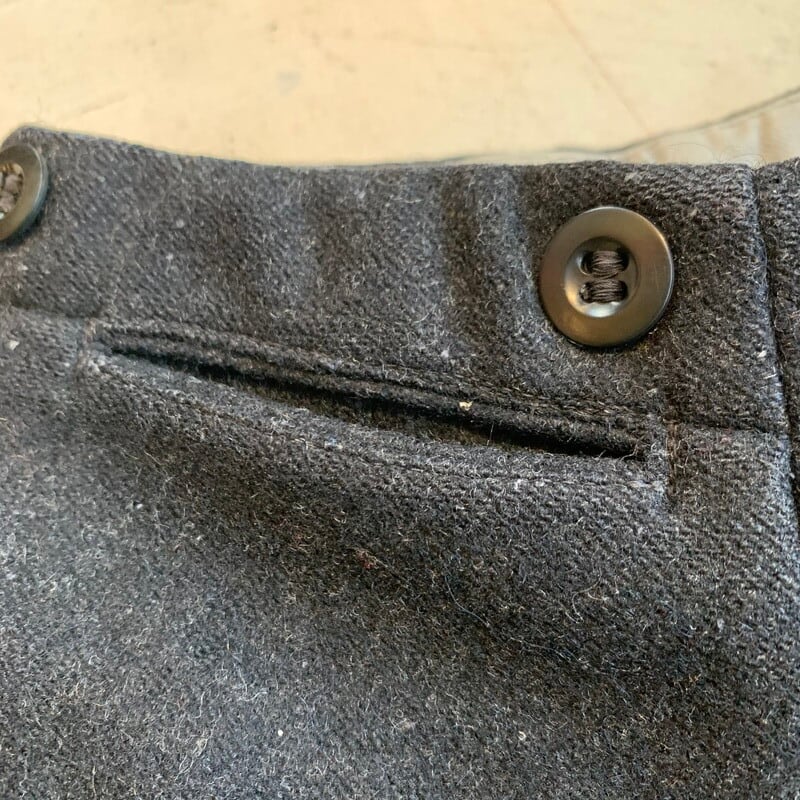 30's~ UNKNOWN ネップウールワークパンツ 針刺しシンチバック ブラック