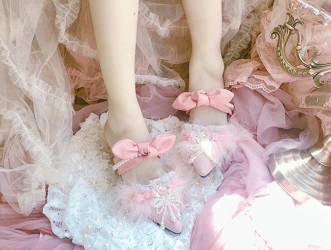 ✞ロリータJK制服 サンダルミュールサマー ピンク 靴 シューズ 夏物 春