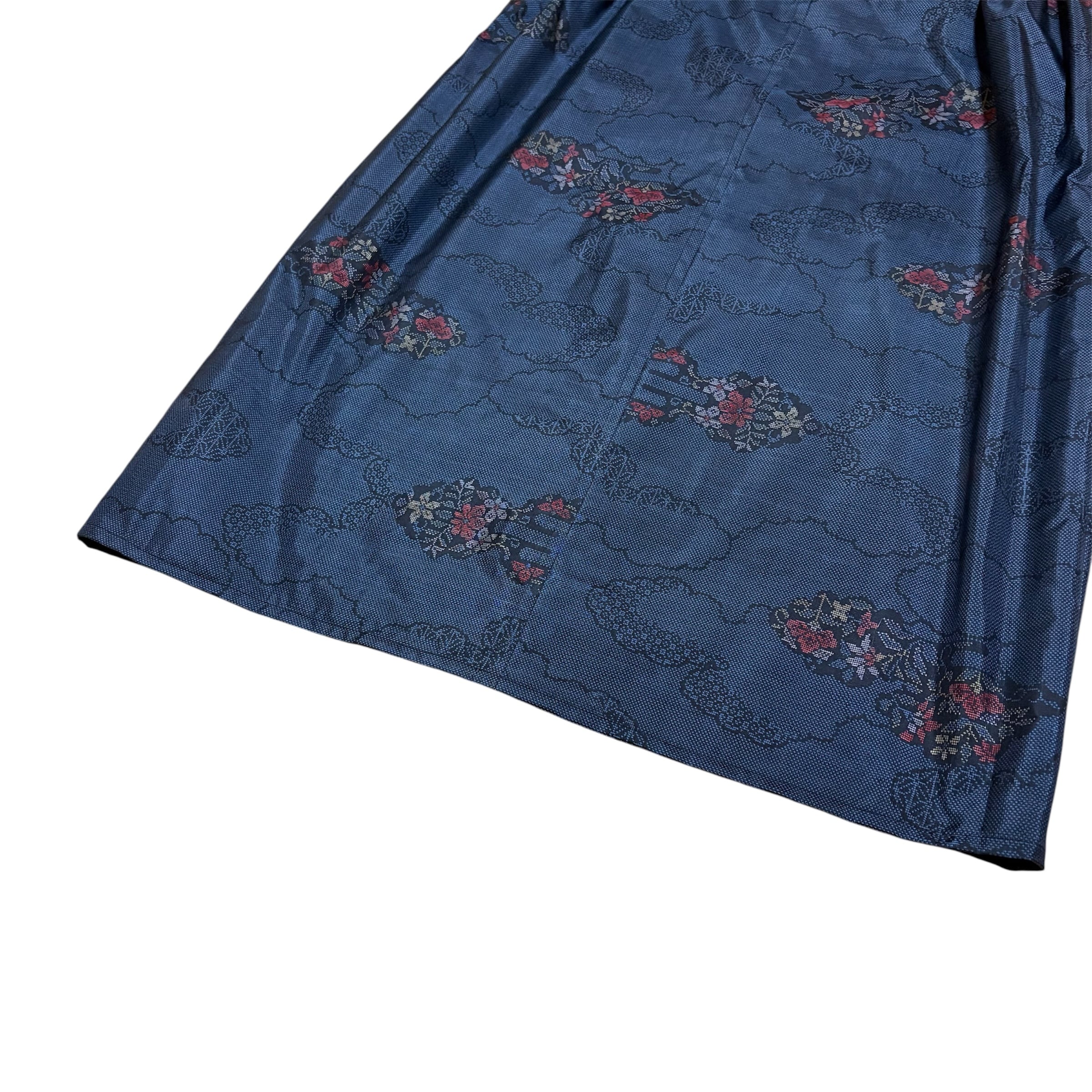 大島紬 着物リメイク ジャンパースカート 巾着スタイル 9マルキ 雲取り