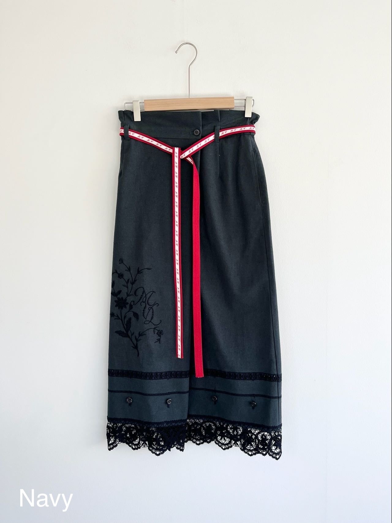 4】ミュベール 刺繍レース デザイン スカート-