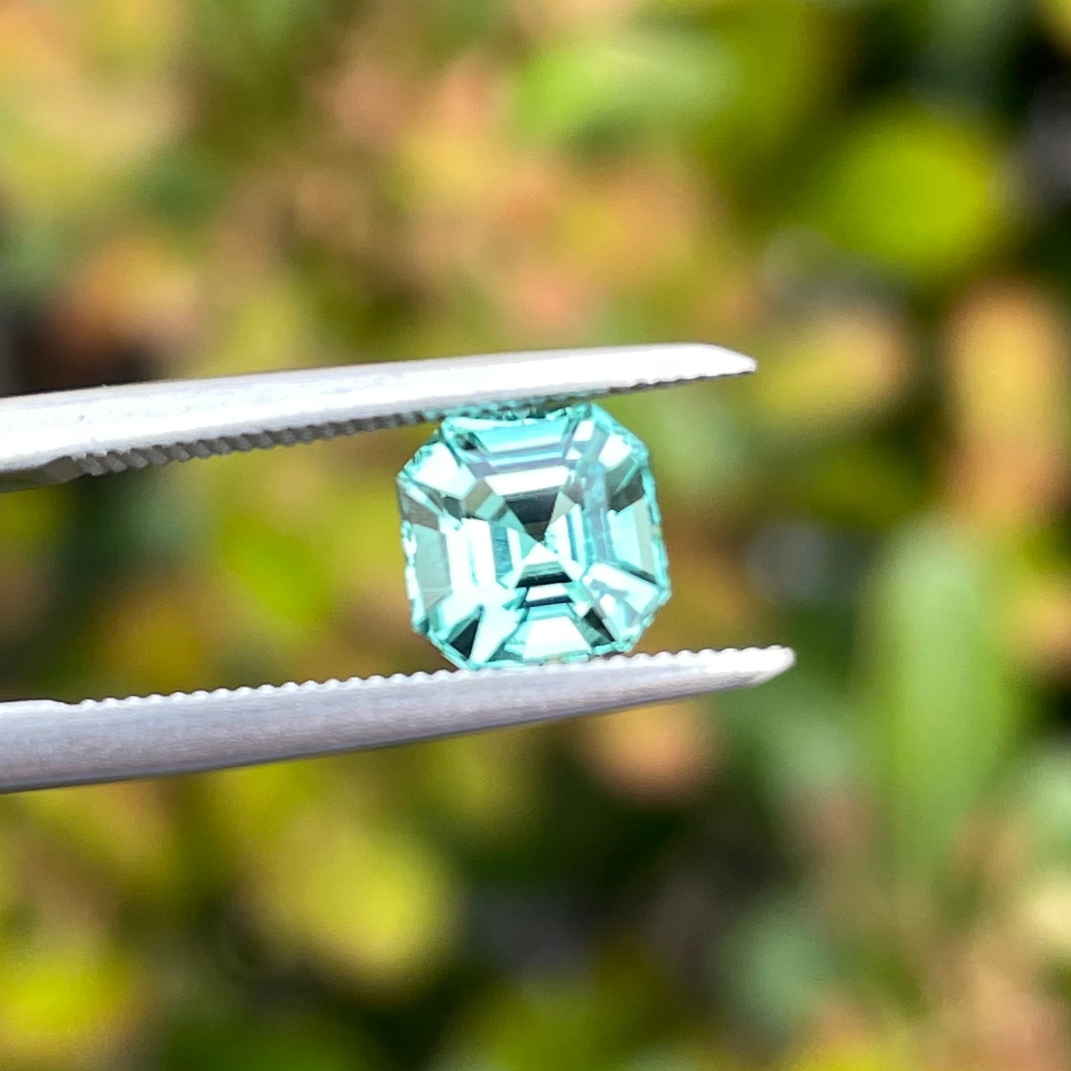 ラグーントルマリン アッシャーカット6x6mm, 1.15ct ナイジェリア産