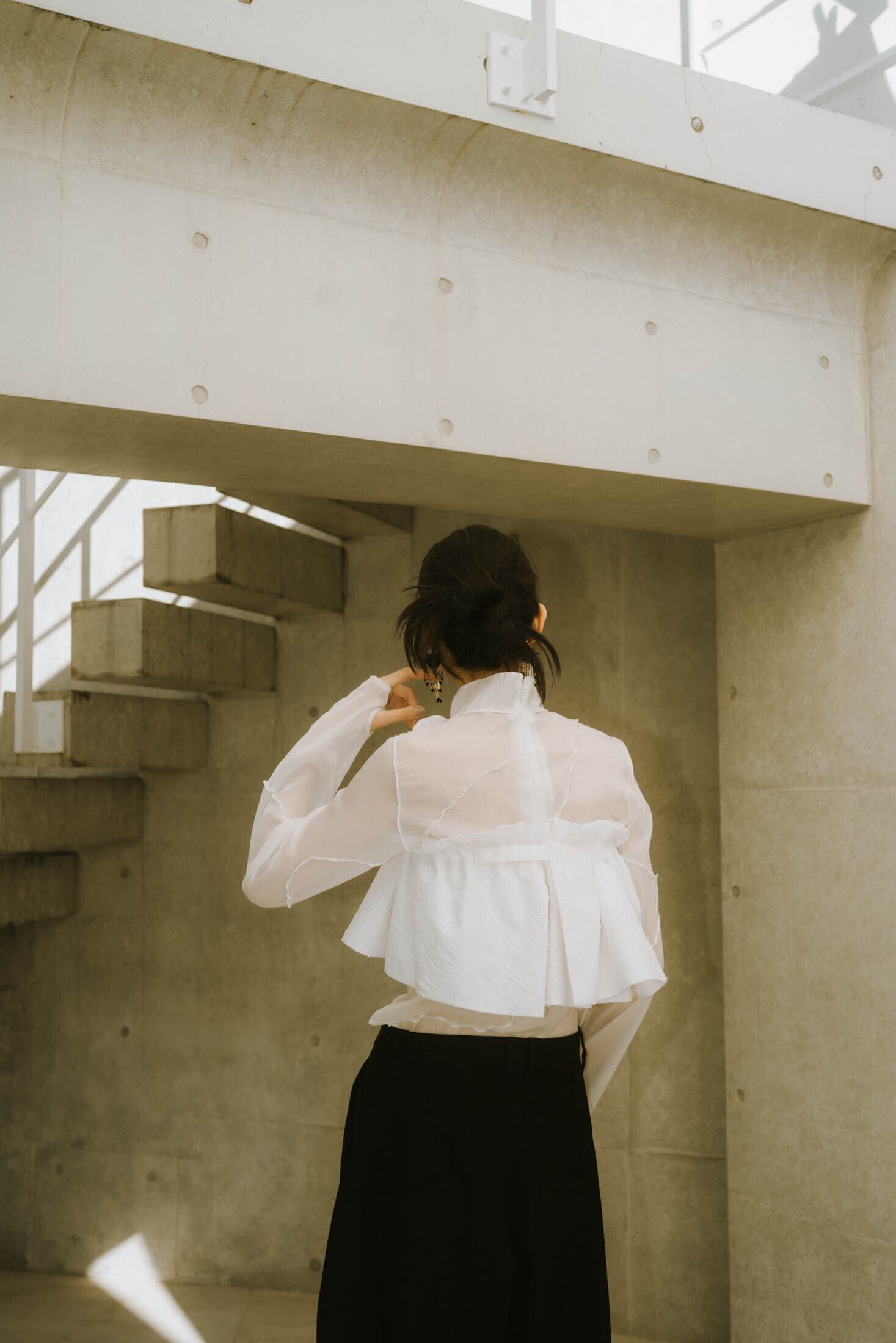 Knuth Marf】4way sheer frills blouse/white | PuKu 