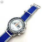 スタンダードNATOナイロンストラップ セルビッジ グリーン/ブルー 20mm幅 腕時計ベルト