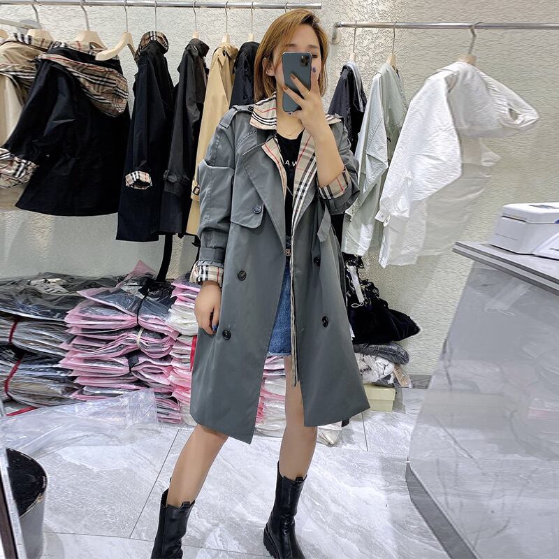 オータムコート ルーズ薄手 大きめサイズ 秋物 ミックスインファッション87242403040