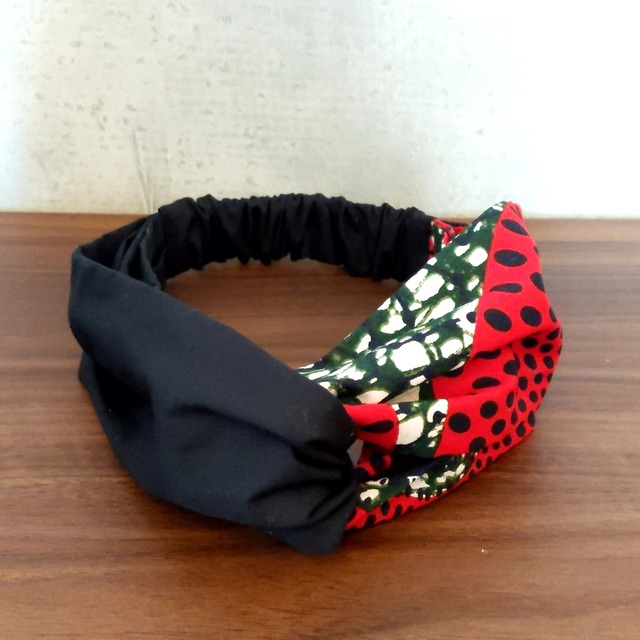 アフリカンプリントコットンクロスターバン（レッド）