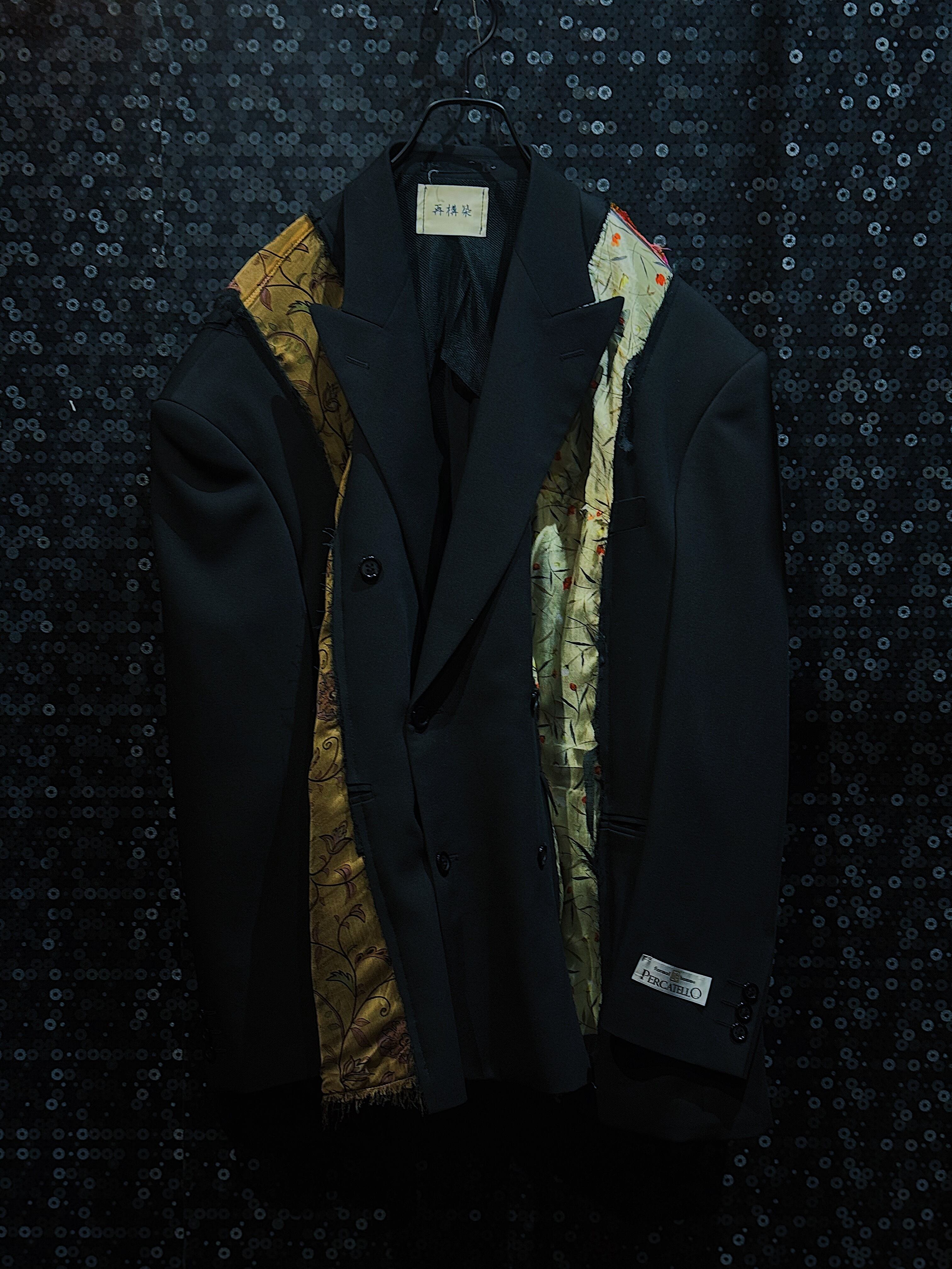 【ÆIEM】"再倖築"vintage scarf double docking tailored jacket