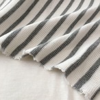 綿100%畦ボーダーニット生地-2ｍ-curl tricot　V2X/200H5678●