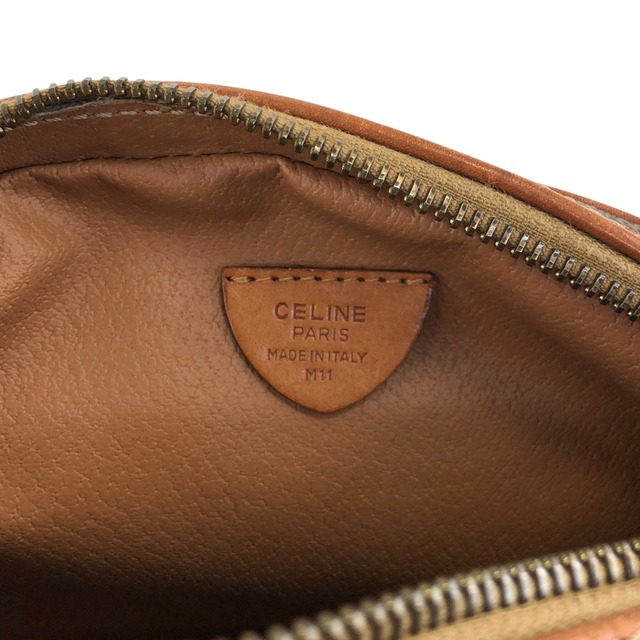 CELINE セリーヌ マカダム ショルダーバッグ ブラウン ブラゾン型押し PVC vintage ヴィンテージ オールド 6vn8af