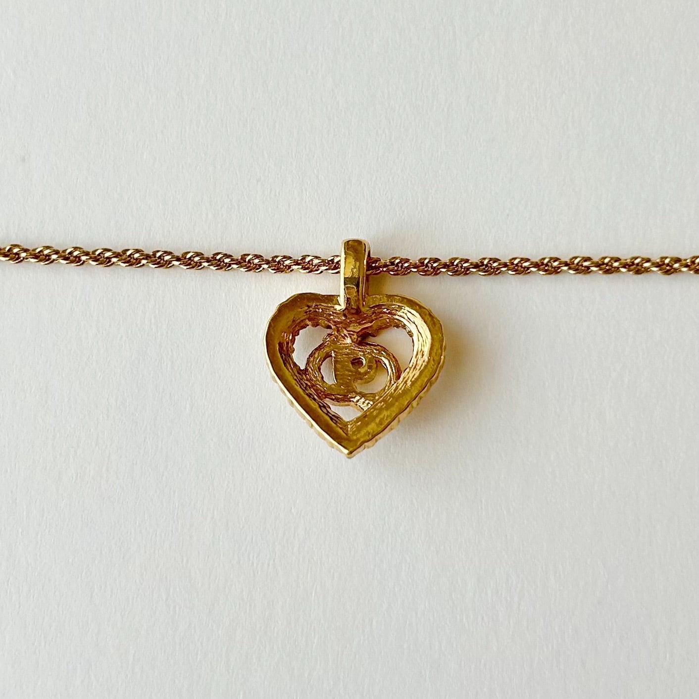 N7081】Christian Dior heart logo rhinestone necklace/クリスチャン