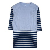 green label relaxing グリーンレーベル 切替 ボーダー 長袖 ワンピース /ブルー系 レディース