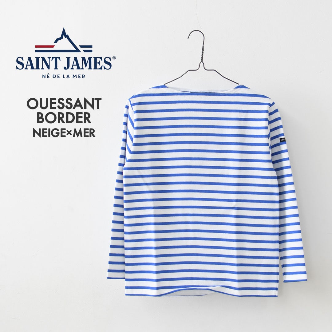 SAINT JAMES ブルーと白のボーダー　 サイズ4 Saint James/セントジェームス OUESSANT - BORDER NEIGE/GITANE