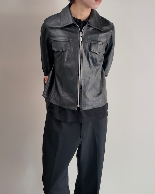 【BALMAIN】zip-up leather tracker jacket
