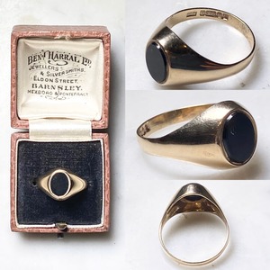 vintage c1974 9ct gold black onyx signet ring