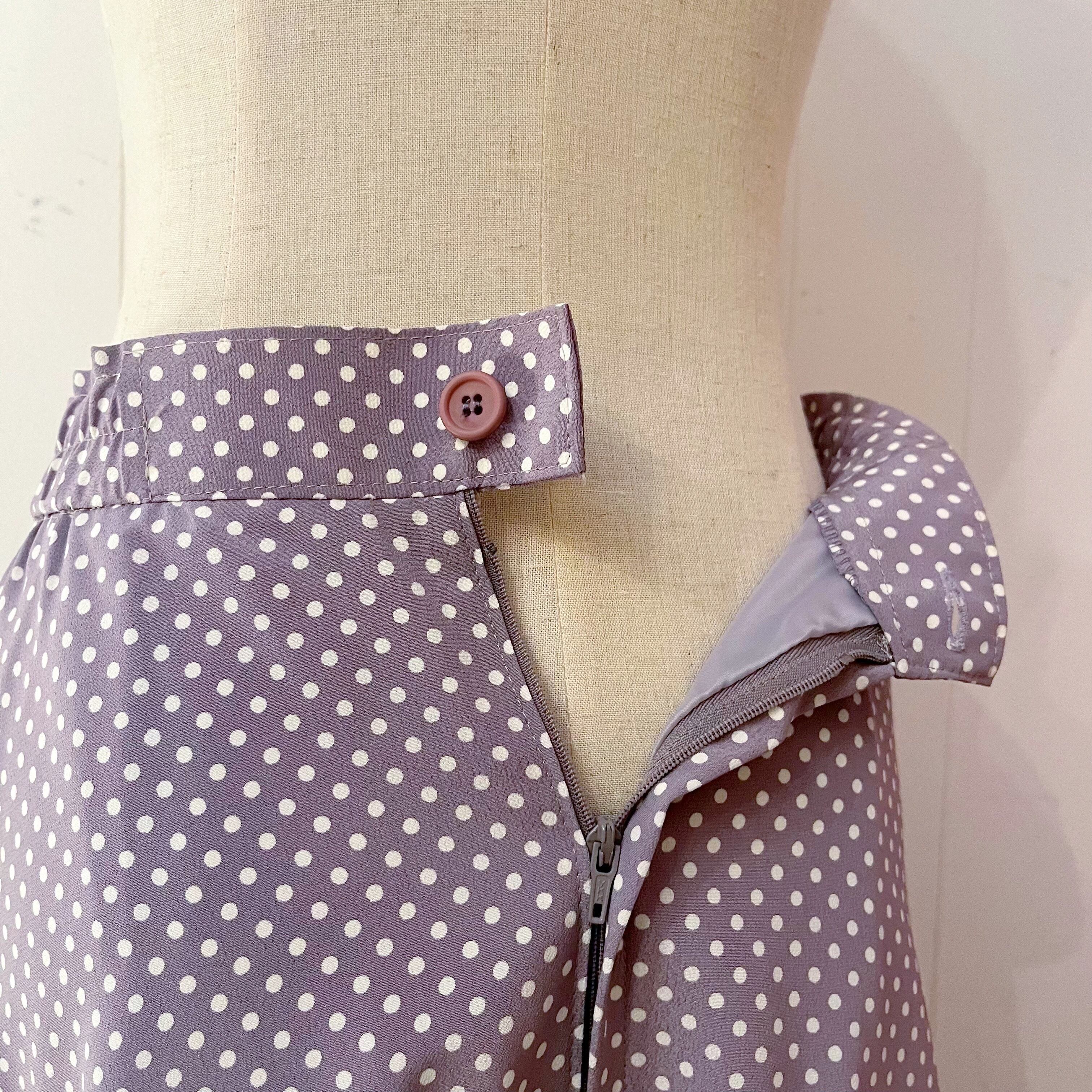 side ribbon dot pleats skirt