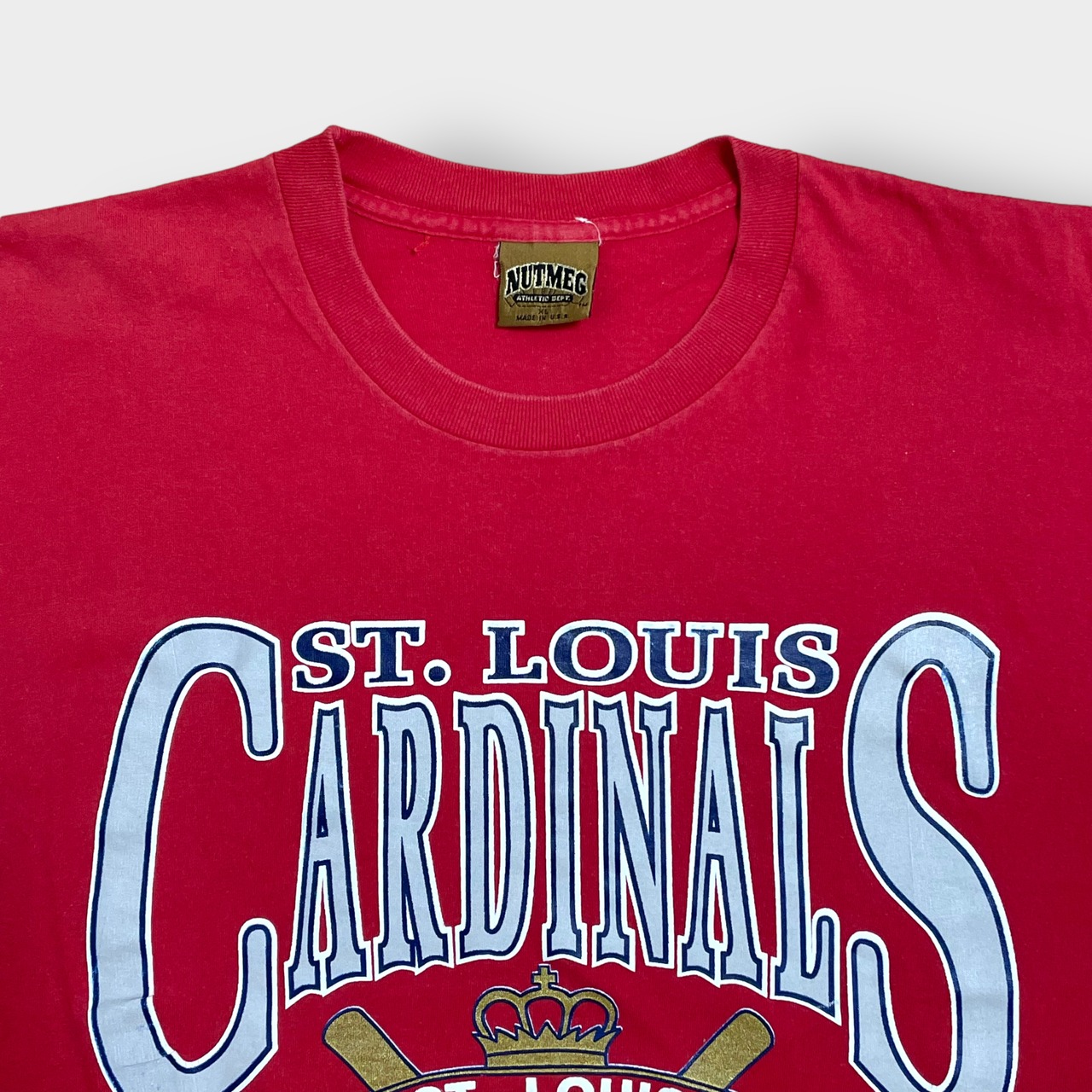【NUTMEG】90s USA製 Tシャツ プリント MLB オフィシャル カージナルス St. Louis Cardinals XL ビッグサイズ ビッグプリント シングルステッチ ナツメグ US古着