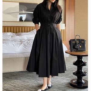 Waist mark A-line dress《2color》