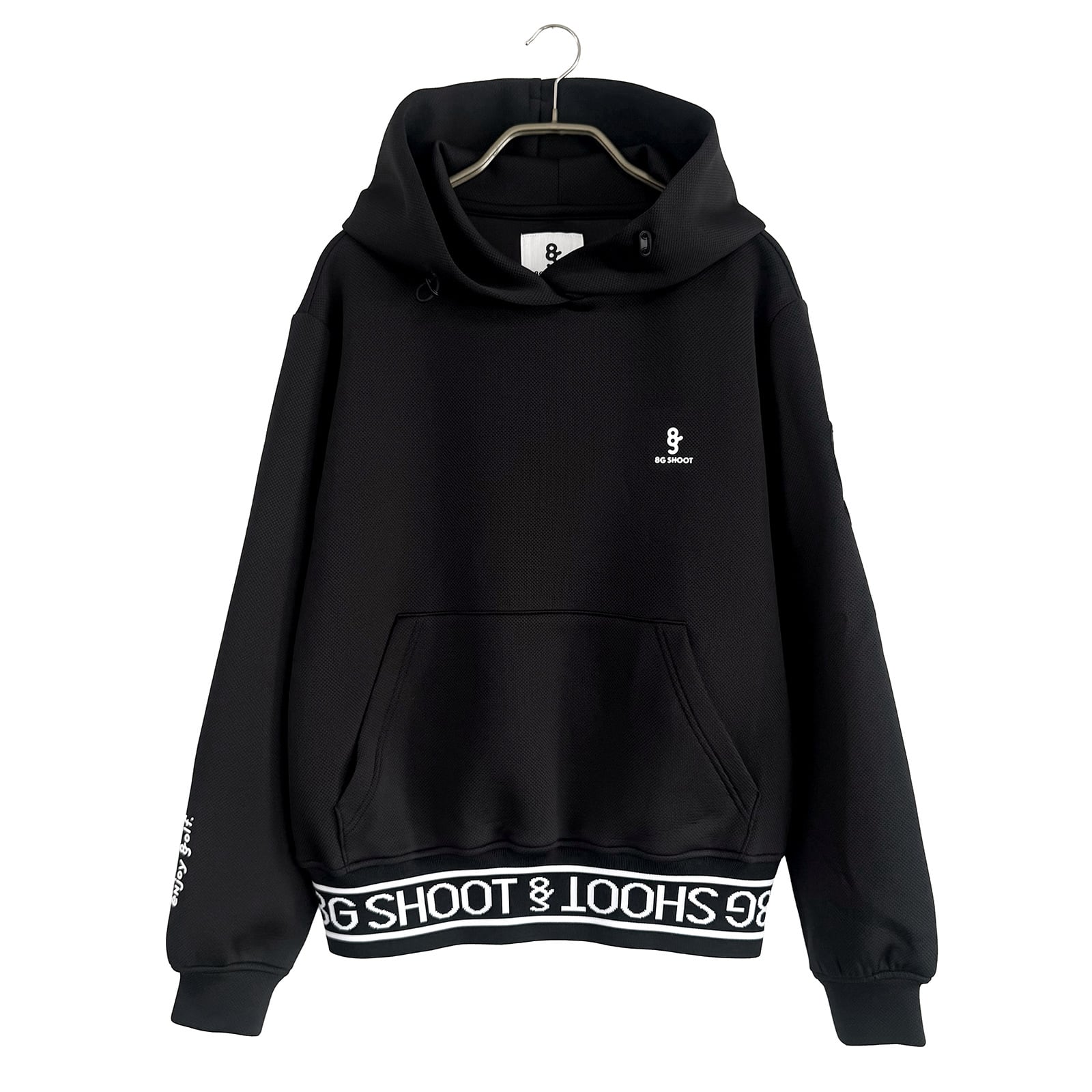 【WOMEN'S】8G JACQUARD RIB HOODIE -BLACK-