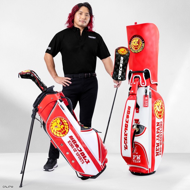 【初回150本限定】新日本プロレス キャディバッグ<スタンドタイプ>　限定特典→ ストレートタイプヘッドカバー（ドライバー用）付き