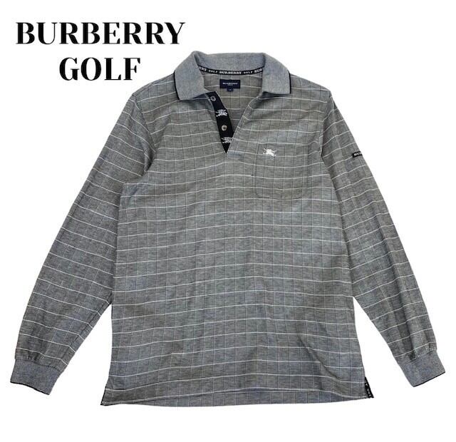 中古 バーバリーゴルフ BURBERRY GOLF 長袖ポロシャツ チェック柄