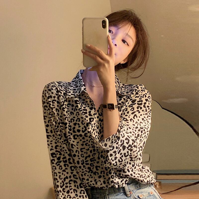 レオパードプリント柄シャツ レディーススプリングルーズカジュアルジャケット 春物 スーパーモール24206515718