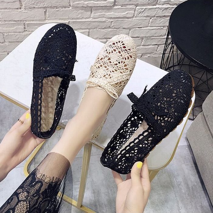 チャバ メッシュ パンプス フラットシューズ 37 パンプス メッシュ フラットシューズ ぺたんこ 韓国ファッション