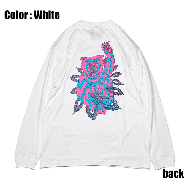 神眼芸術×FLYOVER『Booooooooo』Long sleeve T-shirt (White)