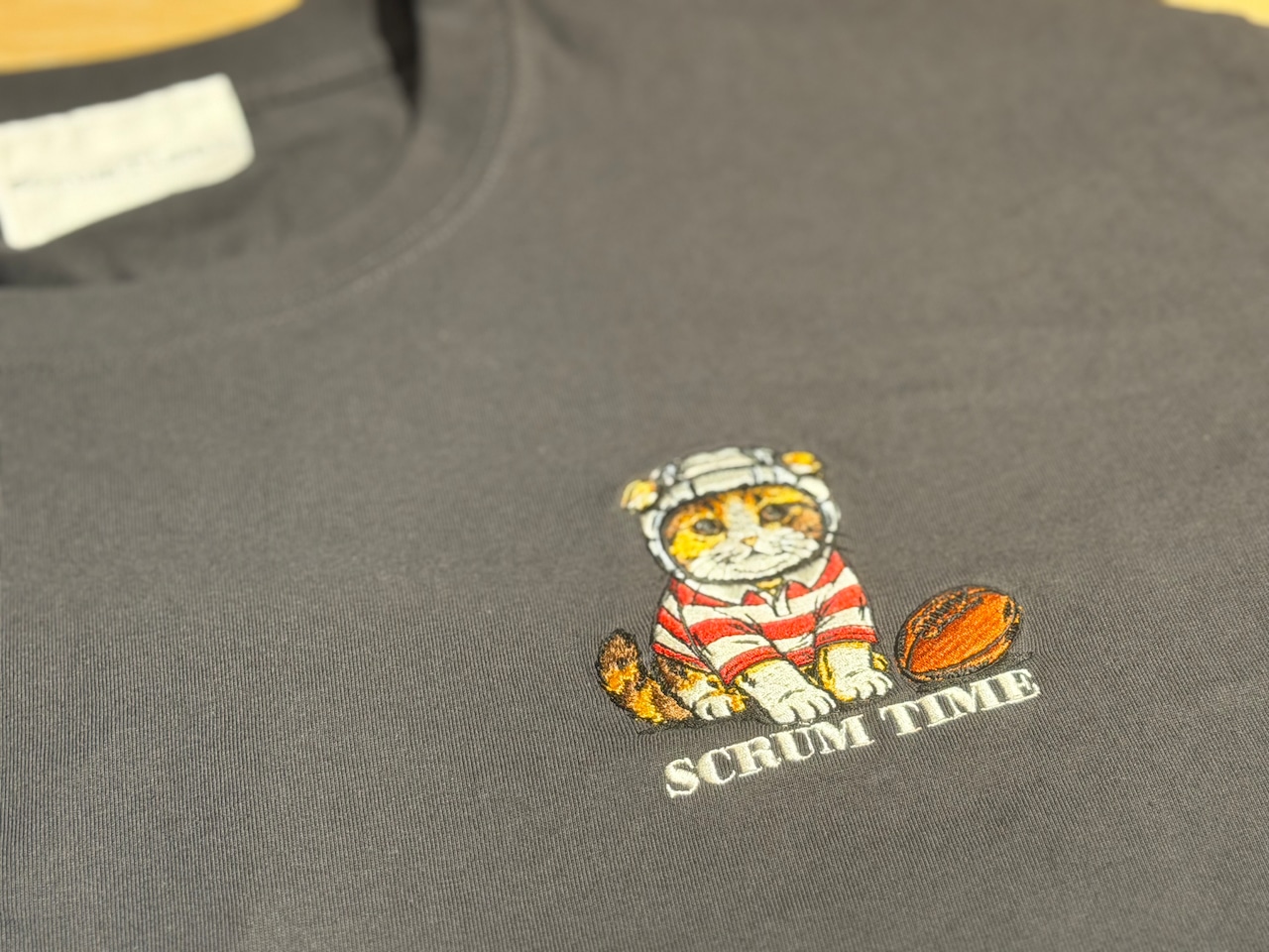 RUGBY BABY CAT 刺繍Tシャツ　チャコール