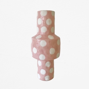 Polka Dot Flower Vase Pink  Φ約13cm × H30cm ポルカドットフラワーベース 花瓶