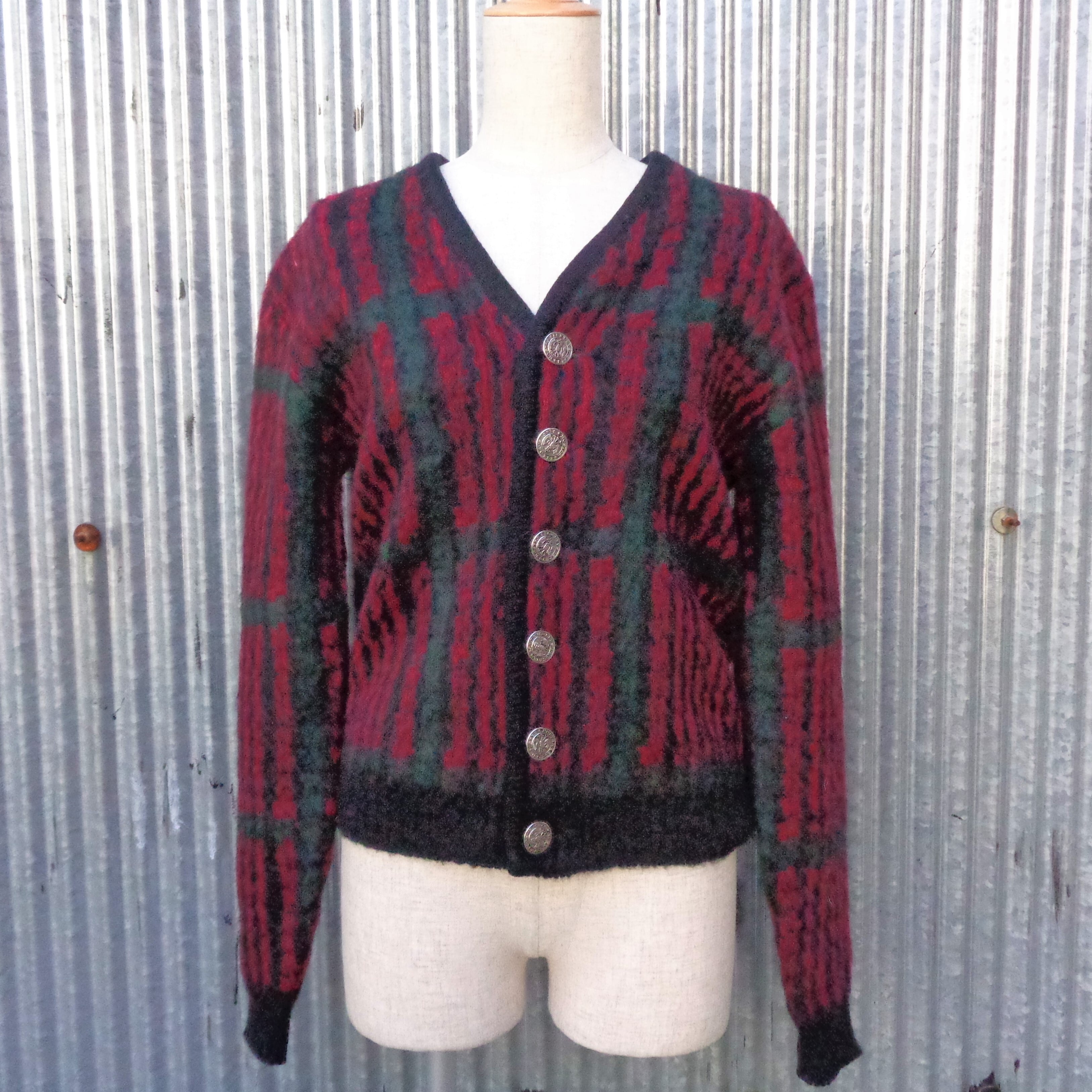 60's "PURITAN" Check Pattern Mohair Cardigan／"ピューリタン