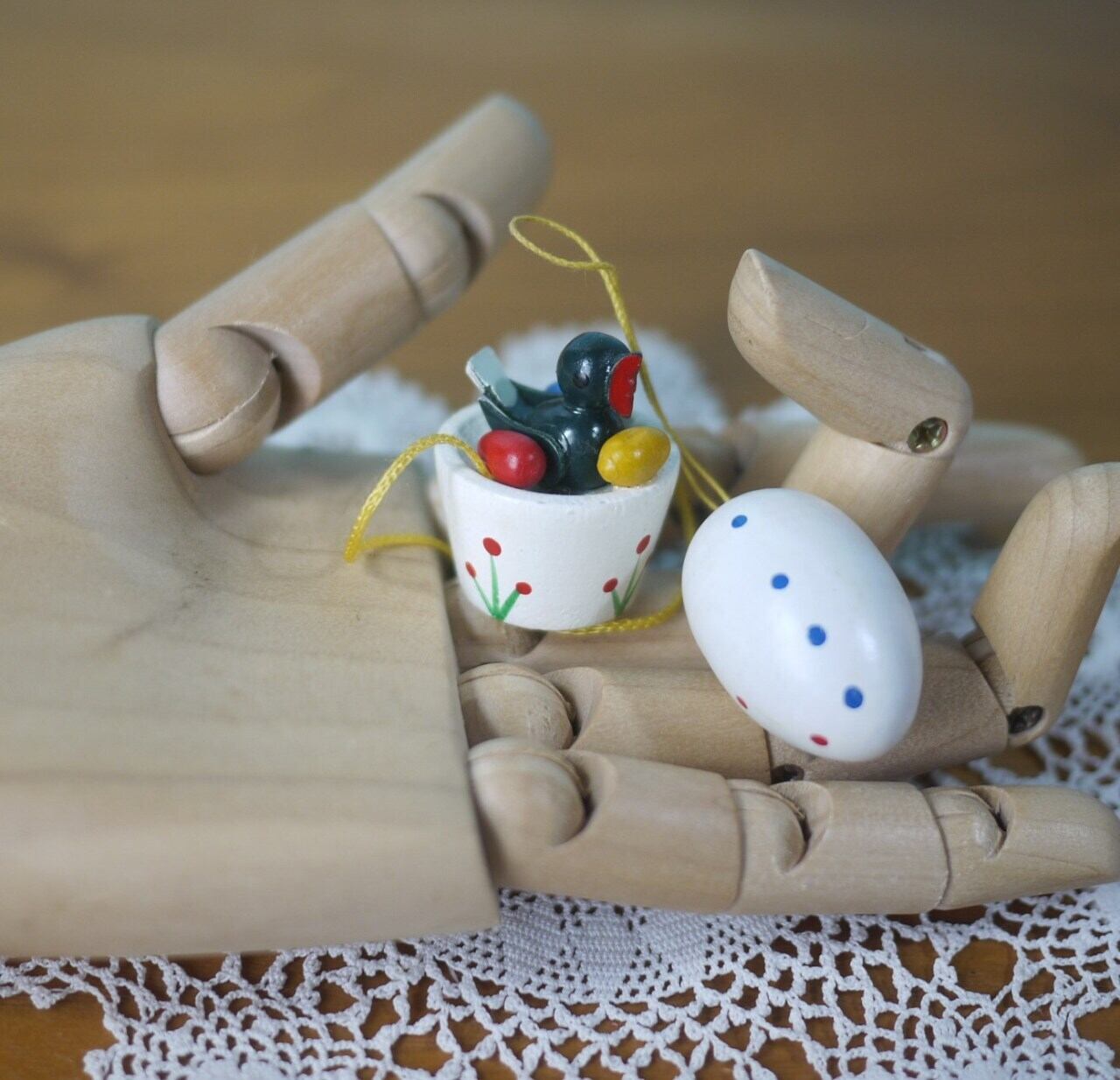 木製イースターオーナメント ことりと卵セット エルツ ドイツ